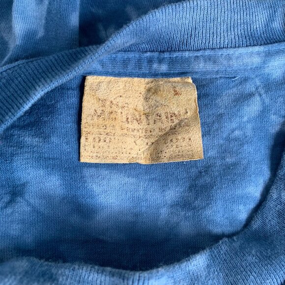 Vintage Y2K The Mountain Wolves Crewneck T Shirt L Blue Tie Dye Long Sleeve 2001 - Picture 7 of 7